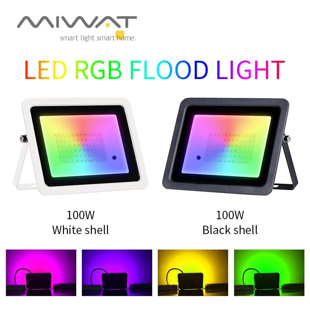 RGB Flood Light 100W 50W 30W 20W RGB Reflector IP68 Waterproof LED Spotlight 110V/220V Projector Lamp Outdoor Garden Lighting Forease