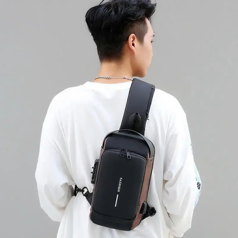 Men Anti Theft Chest Bag Shoulder Bags USB Charging Crossbody Package School Short Trip Messengers Bags Men's Oxford Sling Pack Forease