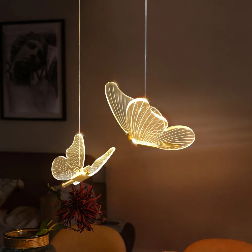 LED Butterfly Pendant Lights Nordic Indoor Lighting pendente iluminação Modern Hanging Lamp Living Room Decoration Ceiling Light Forease