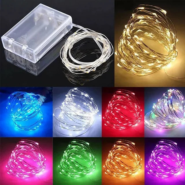 1Pack Fairy Light String Led Copper Wire String Light 1/2/3/5/10M Battery Powered For Bedroom Garden Party Wedding Decoration Forease