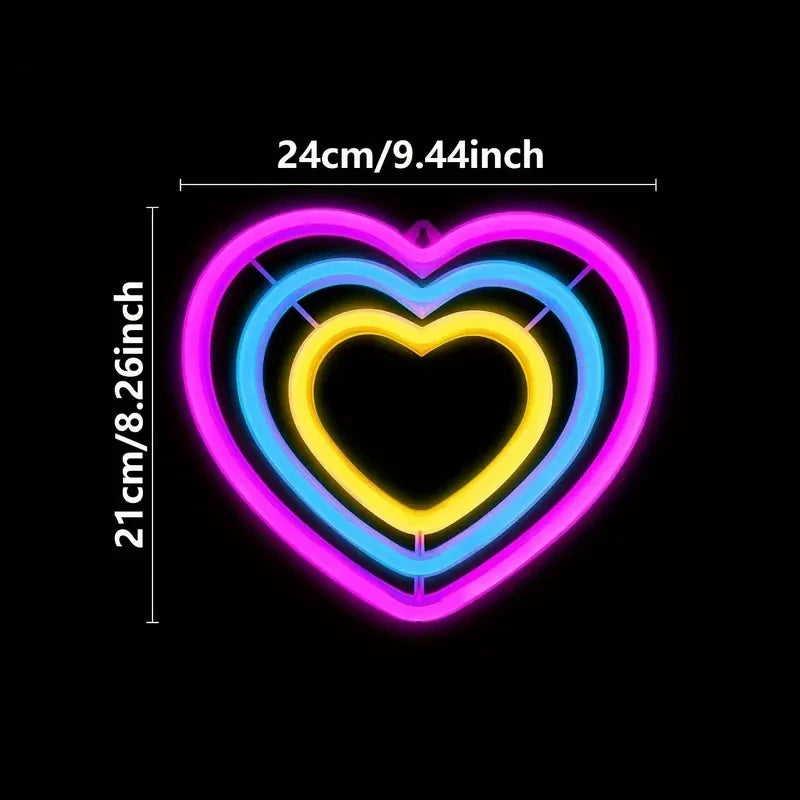 Double HeartShaped Neon Sign Light for For Room Dorm wall door Wedding Anniversary Birthday Party Decoration Forease