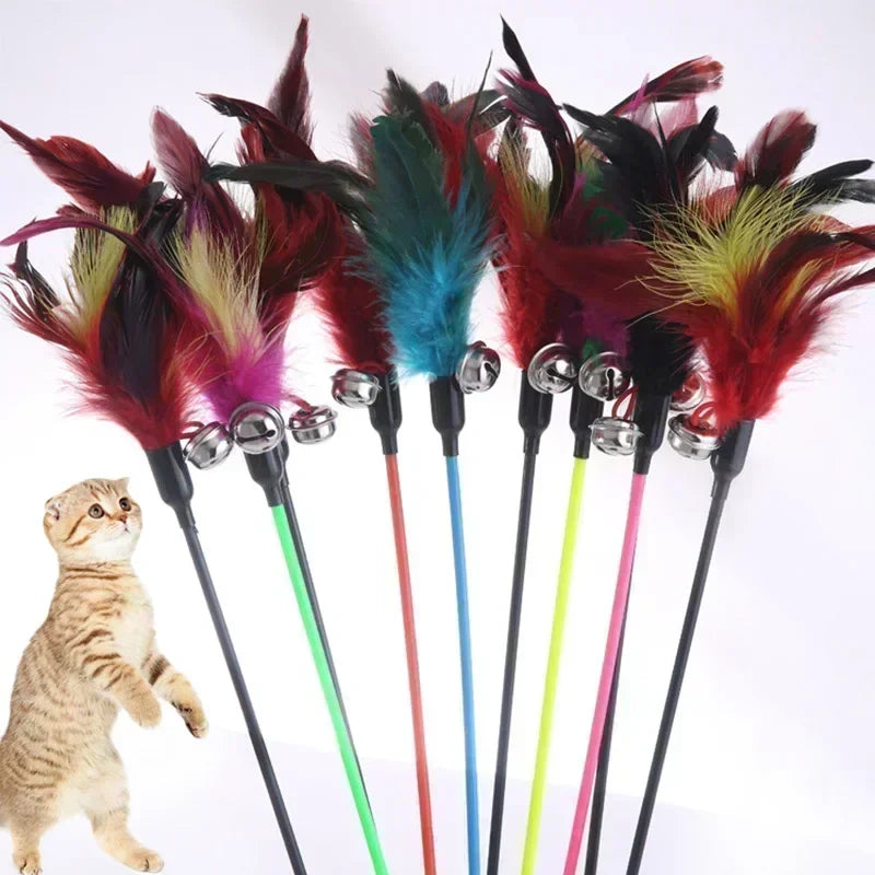 Cat Toy Feather Stick Toy for Cats Kittens Interactive Cat Toy Pet with Bell Pet Toys Cat Supplies Play Game Pet Products Forease