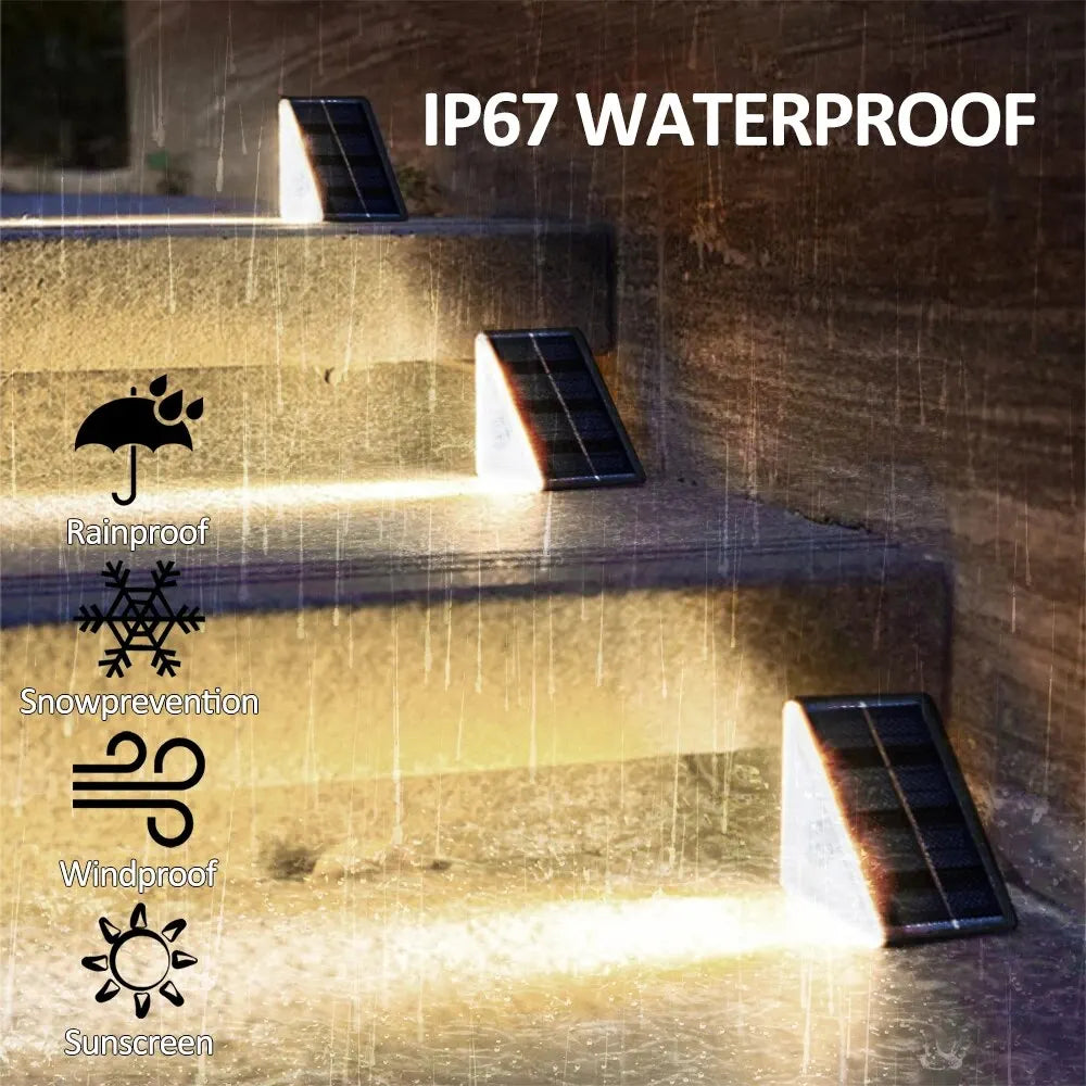 Outdoor Solar Step Lights Warm White RGB Triangle IP67 Waterproof Auto on Decoration Deck Lights for Patio Yard Driveway Porch Forease