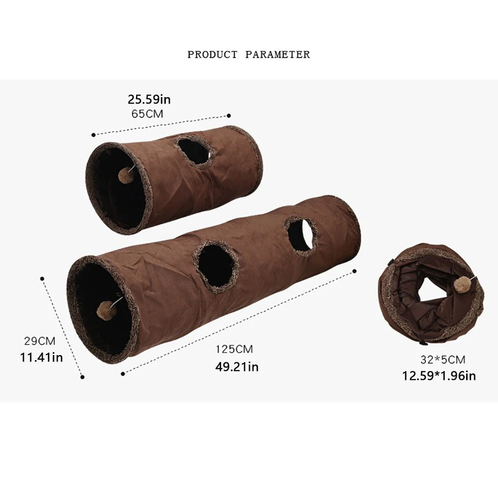 Cat Toys Tente Chat Suede Long 129cm Cat Tunnel Collapsible Tunnel  Non-staining Dirt-resistant Pet Products Pet Toys Forease