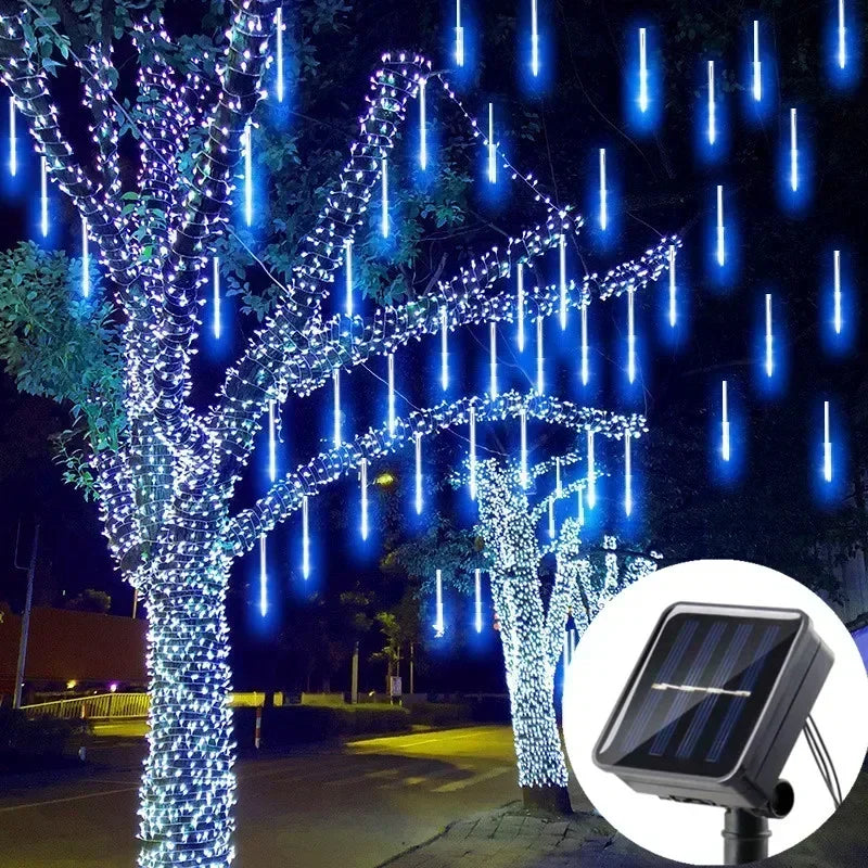 Solar Meteor Shower LED String Lights Waterproof Falling Raindrop Solar Light Outdoor Christmas Garland for Garden Party Decor Forease