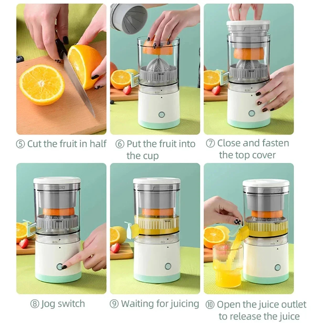 Multi-Function Portable Electric Juicer USB Rechargeable Lemon Juice Home Use Juice Residue Separation Spiral Juicer Cup Forease