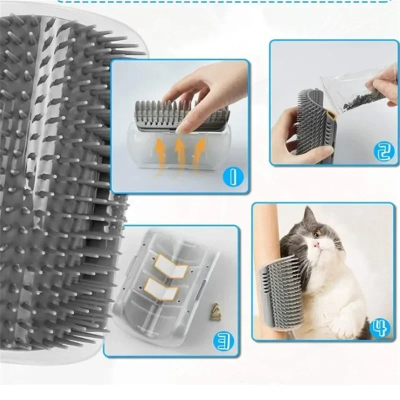 Cat Corner Brush Comb For Cats Massager Grooming Cat Arch Plastic Self Cleaning Scrapers Scratcher Supplies Pet Products Home Forease