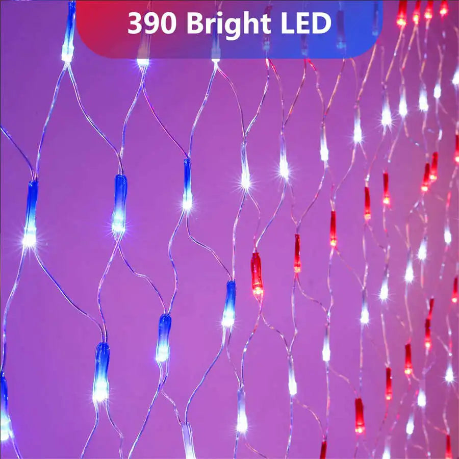 American Flag 420 LED String Lights Large USA Flag Outdoor Lights Waterproof Hanging Ornaments for Independence Day Memorial Day Forease