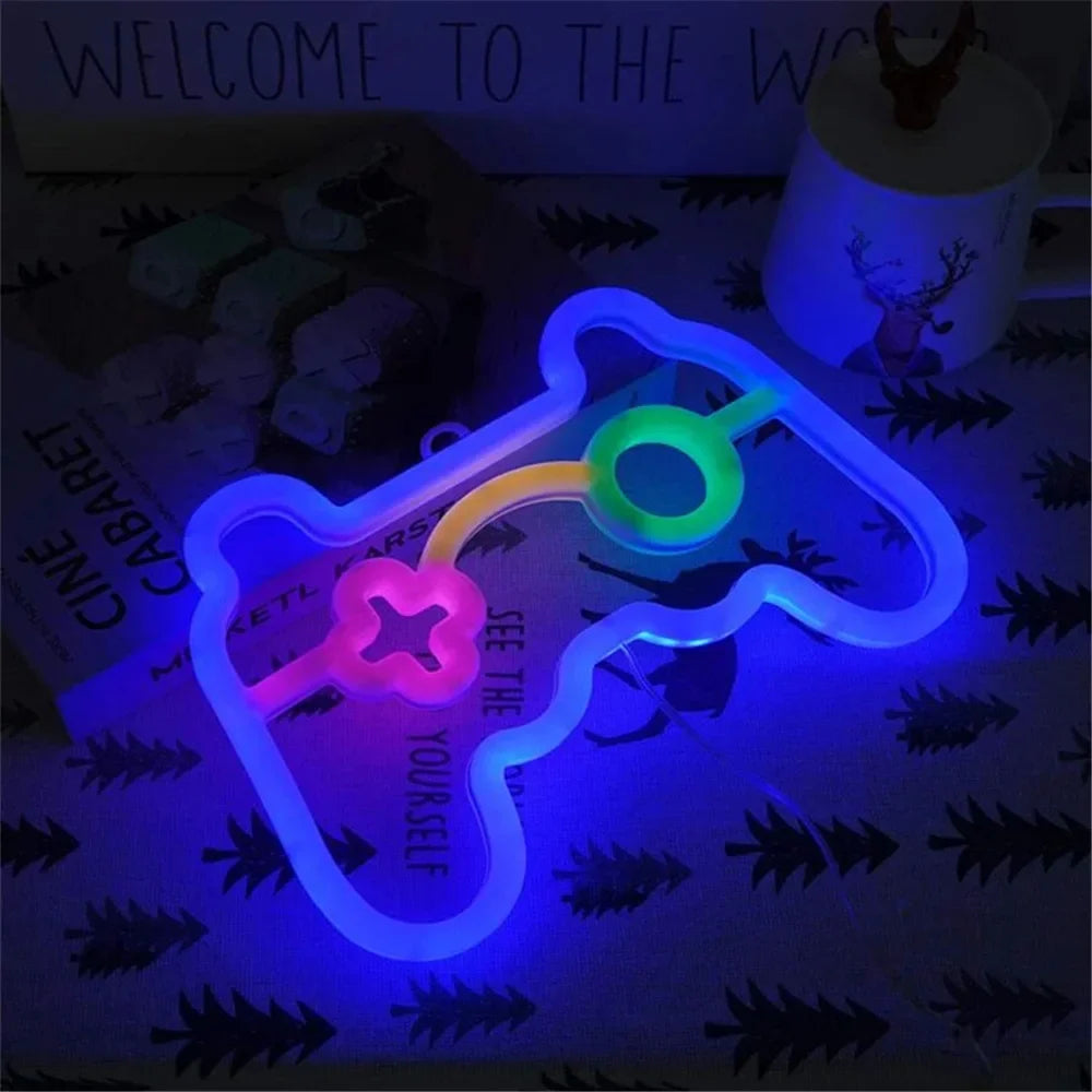 Gamepad Neon Sign for Gamer Room Wall Home Decoration Blue LED Night Light Playstation bar Game hall Lamp Cool Gifts Forease