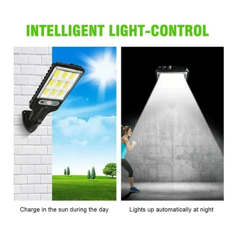 Powerful LED Solar Outdoor Led Courtyard Wall Lamp 3 Modes Human Body Induction Garden Terrace Garage Door Street Lighting Forease