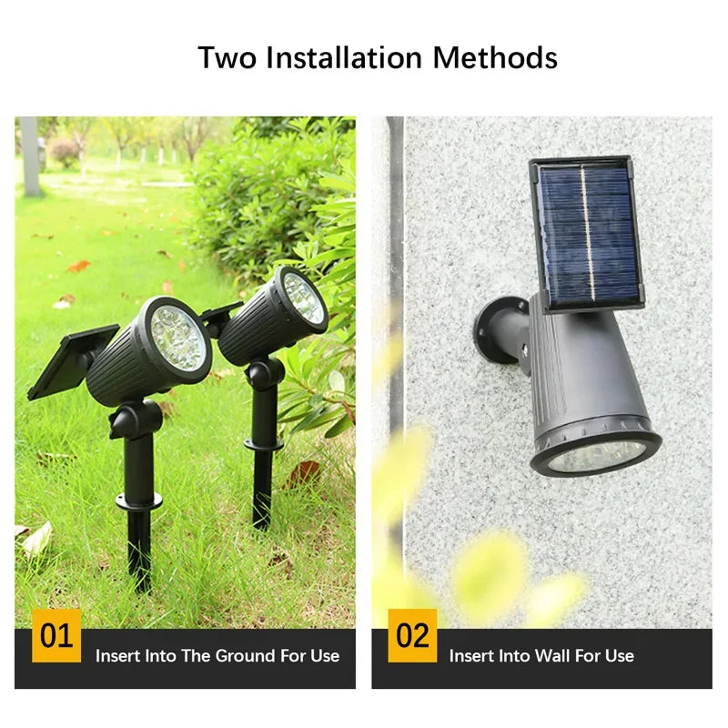 ZILVIX 1-2 PCS 9 LED Solar Outdoor IP65 Ground Plug Light Spotlight Adjustable Brightness Backyard Driveway Patio Lawn Decor Forease