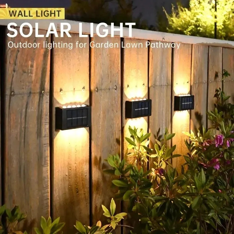 4/6/8/10LEDs Solar Wall Lamp Yard Street Decor Light Outdoor Waterproof Up and Down Luminous Lighting Garden Landscape Lamp Forease