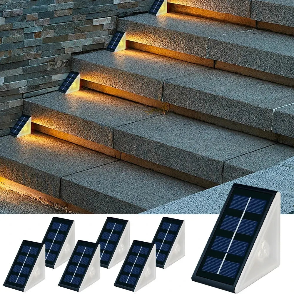 Outdoor Solar Step Lights Warm White RGB Triangle IP67 Waterproof Auto on Decoration Deck Lights for Patio Yard Driveway Porch Forease