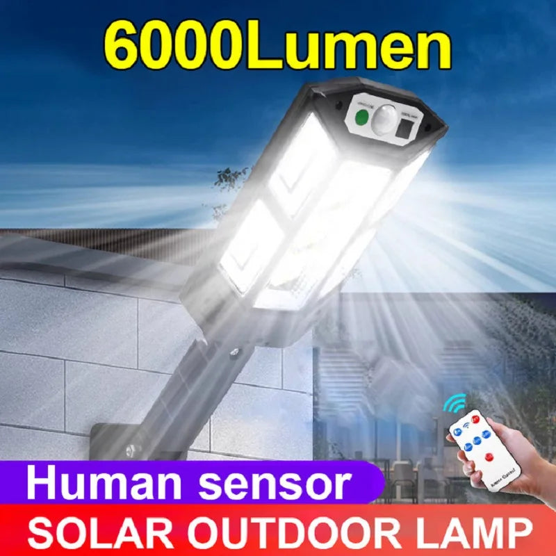 Newest 6000lm Outdoor Solar LED Lamp Super Bright Solar Street Light With Motion Sensor Remote Control Garden Lights Waterproof Forease