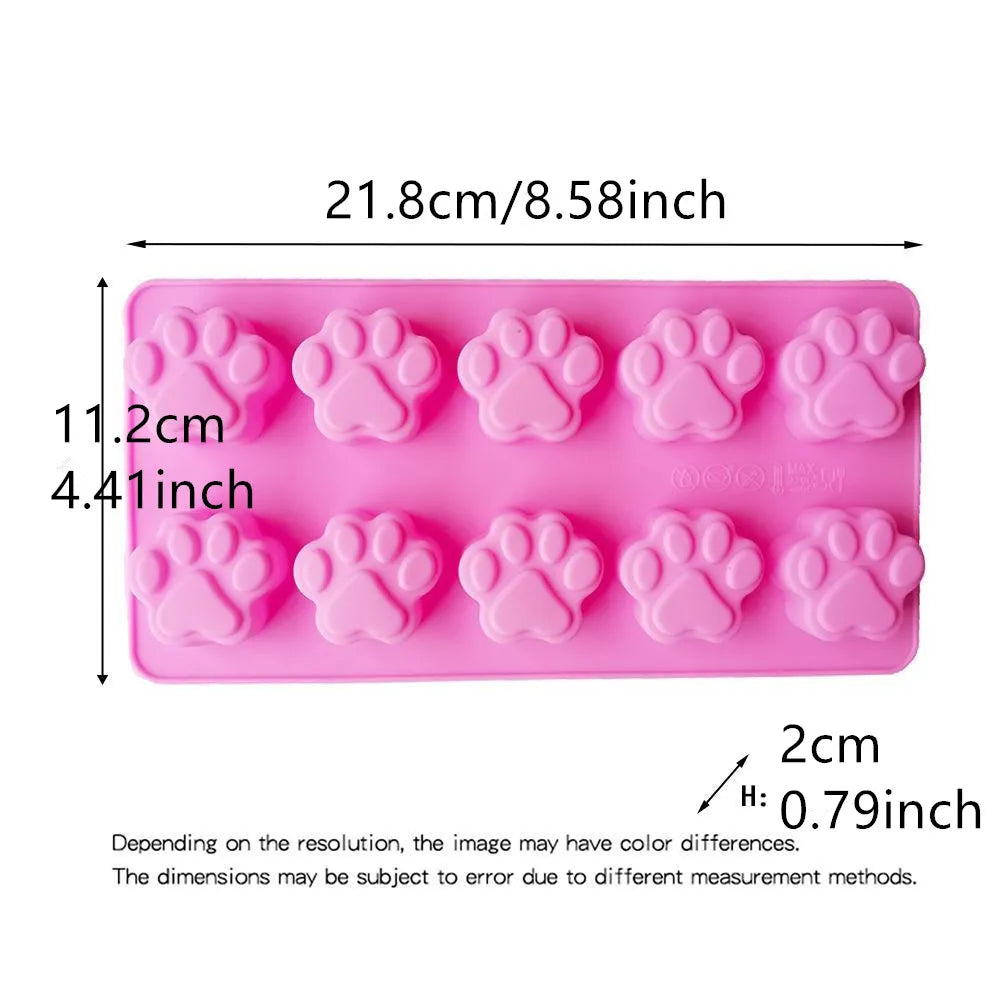 10 Cavities Dog Paw Silicone Candy Mold Cat Paw Chocolate,Ice Cube, Can Bake Dog Snack Biscuits Moulds Silicon Baking Tray Forease