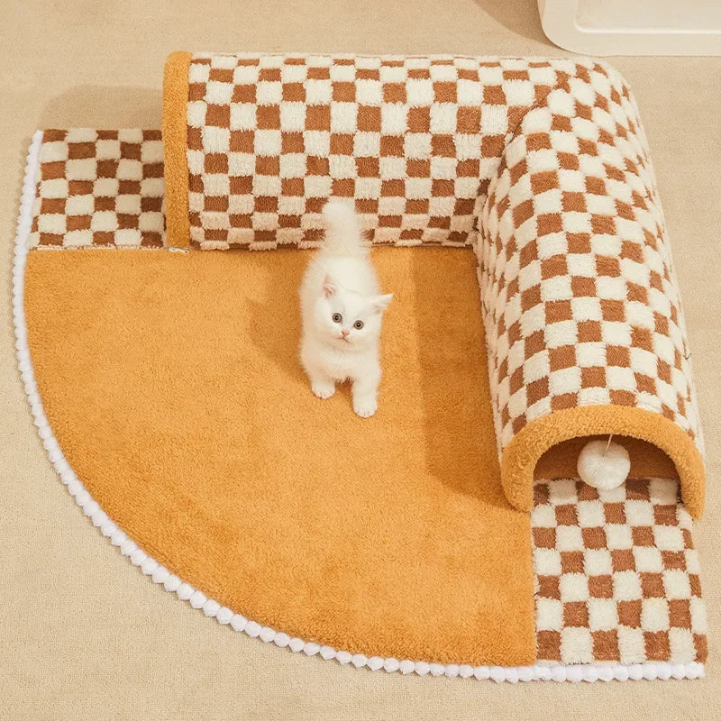 Cat Bed Can Play Cat Tunnel Dog House Bed Kitten Dog Basket Bed Cute Cat House Home Mat Pet Kennel Products Cama Para Gatos Forease