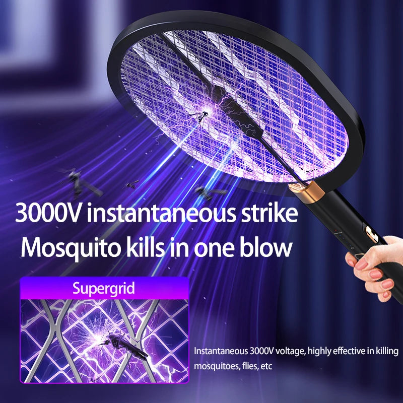 Upgraded 3000V Electric Mosquito Racket With Purple Killer Lamp TYPE-C Rechargeable Bug Zappers Fly Swatter Insect Repeller Forease