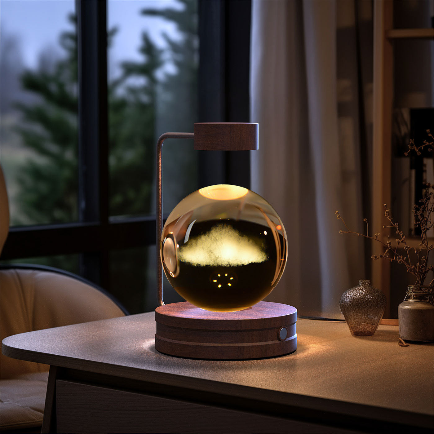 Crystal Ball Cosmic Dinosaur Indoor Night Light USB Power Warm Bedside Light Birthday Gift Night Lamp Forease