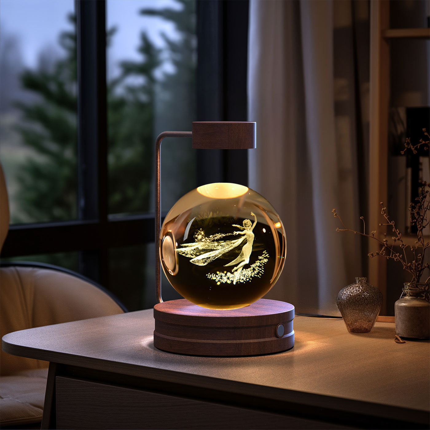 Crystal Ball Cosmic Dinosaur Indoor Night Light USB Power Warm Bedside Light Birthday Gift Night Lamp Forease