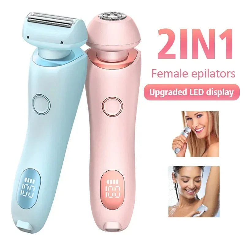 2 In 1 Hair Removal Epilator USB Rechargeable Trimmer Women Body Razor Face Leg Armpit Bikini Hand Pubic Shaver Hair Remover Forease