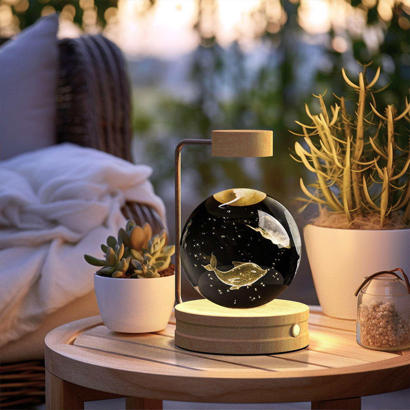 Crystal Ball Cosmic Dinosaur Indoor Night Light USB Power Warm Bedside Light Birthday Gift Night Lamp Forease