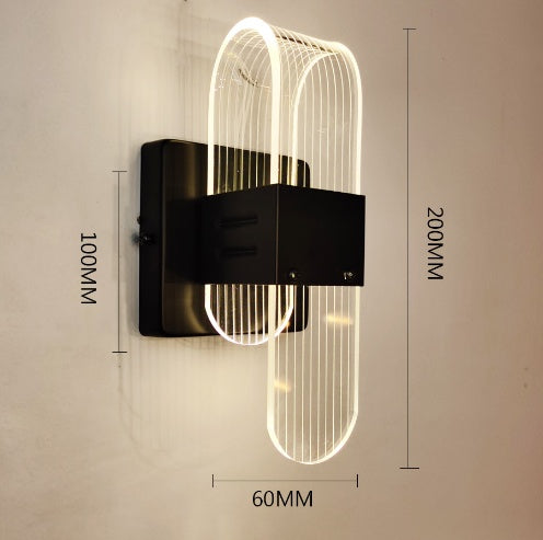 Modern dimmable acrylic wall lamp with measurements of 20*10*10cm, showcasing sleek and stylish wall lighting suitable for aisles and interiors.