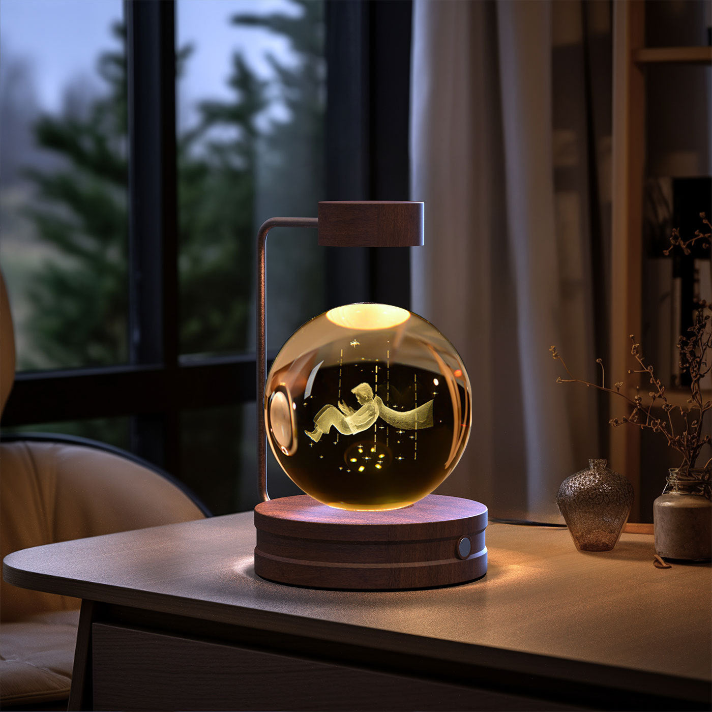 Crystal Ball Cosmic Dinosaur Indoor Night Light USB Power Warm Bedside Light Birthday Gift Night Lamp Forease