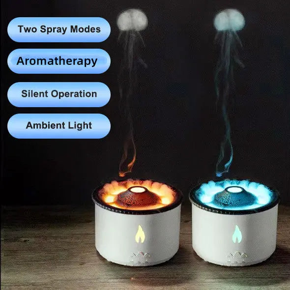 New Creative Ultrasonic Essential Oil Humidifier Volcano Aromatherapy Machine Spray Jellyfish Air Flame Humidifier Diffuser Forease